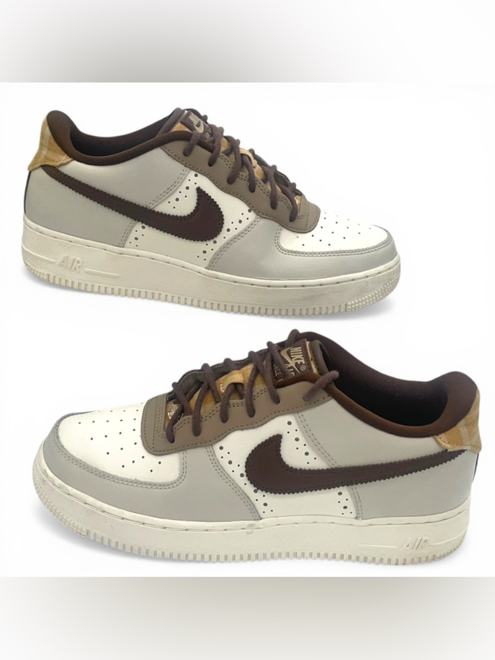 Nike Air Force 1 Low Beige Brown Swoosh 7Y Women’s 8.5 - Picture 2 of 10